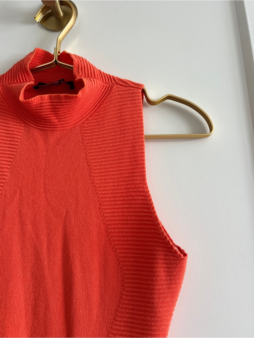 AKIRA Make Me Hot Orange Ribbed Knit Bodycon Mini Dress Mock Neck Size M NWOT - Picture 13 of 16